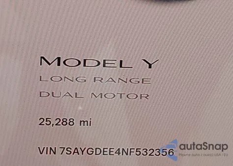 2022 Tesla Model Y Long Range Dual Motor All-Wheel Drive from USA, damaged, VIN 7SAYGDEE4NF532356